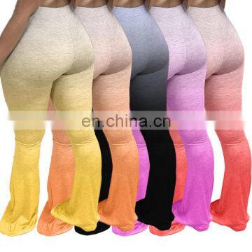 Streetwear Gradient Women Elastic Wide Leg Flare Pants Leggings High Waist Trousers Draped Jogger Pants Sweatpants photo-2