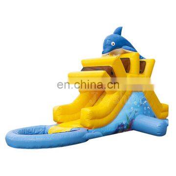 Home Backyards Inflatable Dolphin Water Slide With Pool