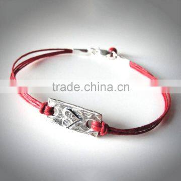 Multi strand Red Rope waxed cotton cord bracelet for women