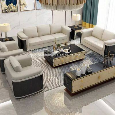 Customized postmodern light luxury sofa combination size simple living room Evergrande model room Hong Kong leather Italian sofa