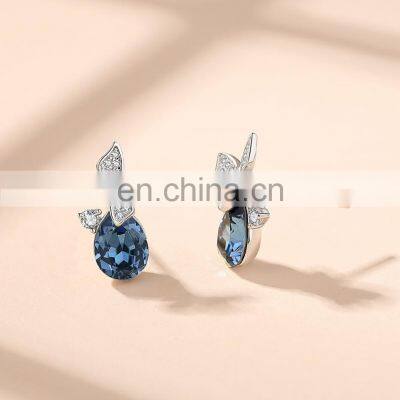 High Quality S925 Sterling Silver Fashion Crystal Jewelry Delicate Butterfly Stud Earrings photo-3