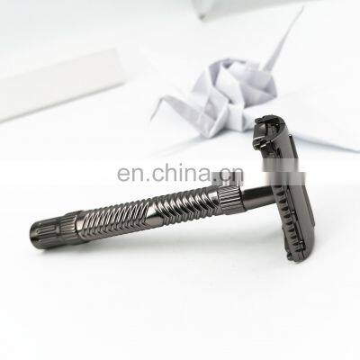 Classical styel mens shaving Gun-black metal butterfly open Safety Razor