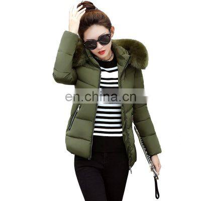 Wholesale High-End Winter Custom Cropped Casaco Puffer Faux Fur Crop Down plus size Coat Jackets For Ladies