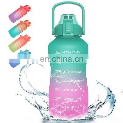 Hot Popular Gradient Color Gym Fitness Plastic Jug Bottle Quifit Tritan Motivational Gallon Sports Water Bottle With Time Maker