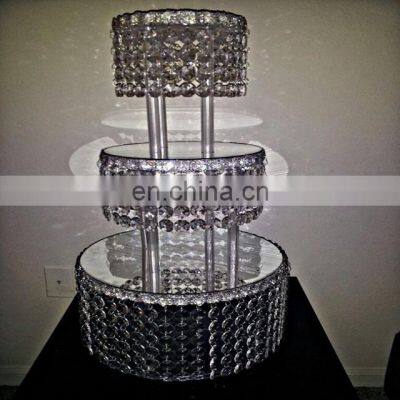 silver plated crystal hanging wedding cake stand