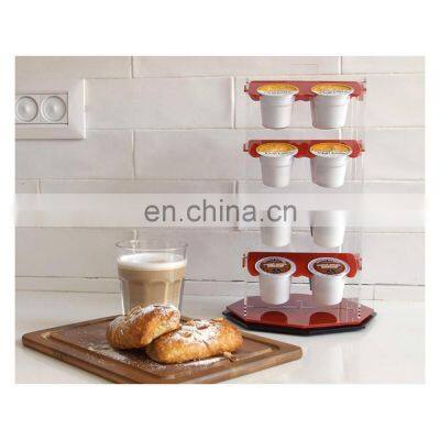 Red Keurig Coffee Pod Holder, Clear Rotate K-Cup Carousel Capsule Storage Office Decor Gift photo-2