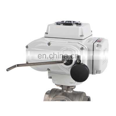 Manufacture DN25 1inch Stainless steel SS304  AC220V  Female Thread 3ways  electric ball valve