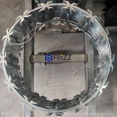 Galvanized Security Concertina Razor Wire Type CBT-60 Diameter 45cm for Residential Protection