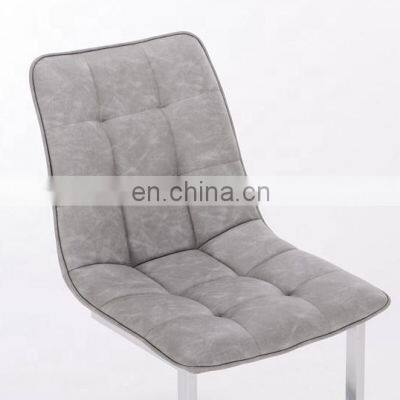 Popular Leather Dining Chair Square Seat With Sliver Leg photo-4