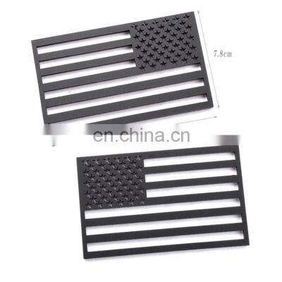 Custom ABS Plastic 123x75MM Black American Flag Side Fender Emblem Badge