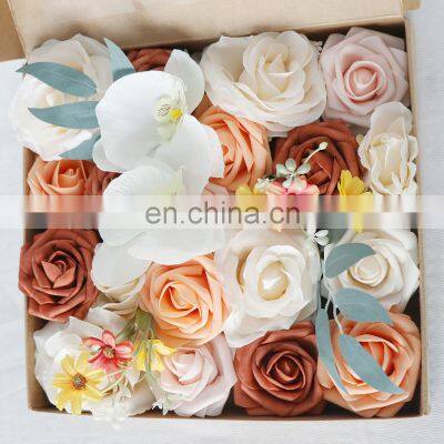 Gradient Color Flower Leaf With Stems Artificial Flowers Combo Box Set for DIY Wedding Bouquets Centerpieces Baby Shower Party photo-4