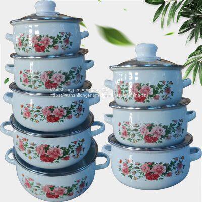 ENAMEL CASSEROLE SET GLASS  ENAMEL CASSEROLE SET