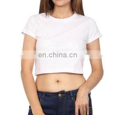 Stylish Casual plain High quality soft 100% cotton ladies Sexy cropped top t-shirt Women's crop top shirts custom screen print