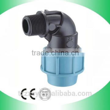 China suppliers pp compression fitting male elbow