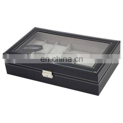 Multi-grids PU Leather Watch Storage Box Glasses Organizer Jewelry Bracelet Case Display Holder