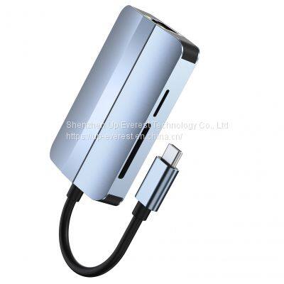 Aluminum Alloy USB Hub 8 in 1 Hub HDMI*1+RJ45+USB3.0*1+USB2.0*1+micro SD*1+SD*1+PD*1+PD2.0*1 photo-5