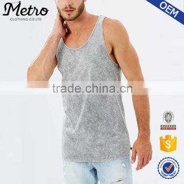 2016 Custom Wholesale Mens Grey Washed Tank Top