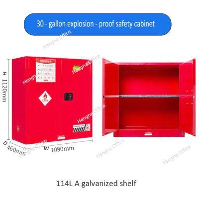 Red 30 Gallon Fireproof Flammable Storage Cabinet with Adjustable Shelving System - Color Coded for Safety