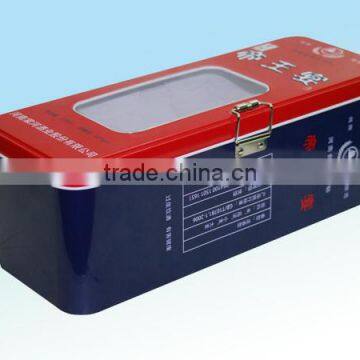 tin wine box with clear pvc window