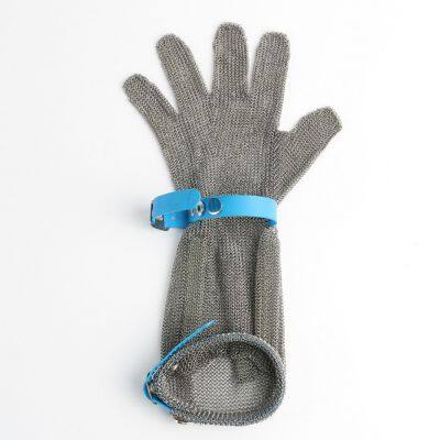 Cut Resistant Stainless Steel Glove Wire Metal Mesh Rustproof Butcher Kitchen Safety Work Glove 19cm Long Cuff