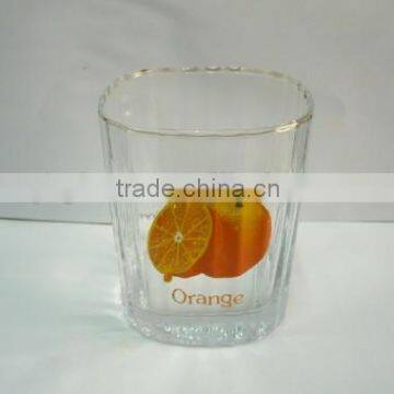 drinking tea glass cup/ glass milk tea cup with orange pattern