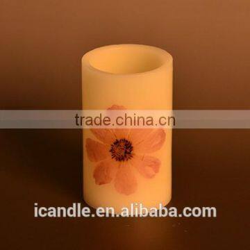 No smoking ivory flower and maple leaf printing LED candle