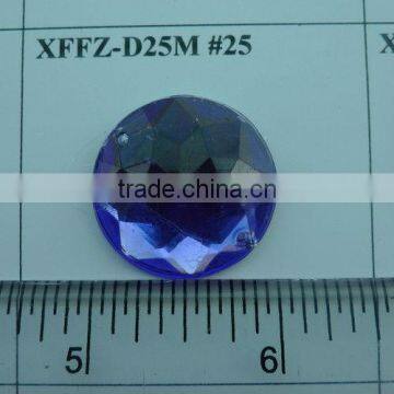 Round Shape Acrylic Stone, sewing for Button, Flatback plastic stone 25mm