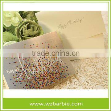 New Design Gold Stamping Birthday Greeting Card With Wiredrawing