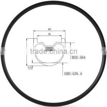 SYM27.5-40*32MM 40mm Width Carbon Fiber 650b MTB Clincher Rim Hookless Tubeless Compatible Synergy bike