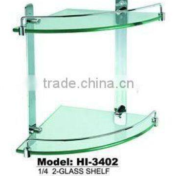 Corner glass shelf,Bathroom double layer glass shelf