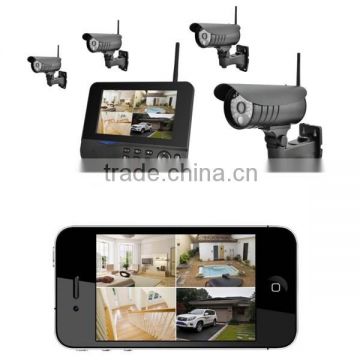 Top quality 4ch digital wireless cctv camera kits support remote real time monitor on iphone and android phone