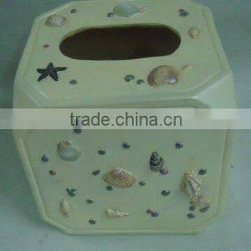 Polyresin sea shell design tissue paper holder