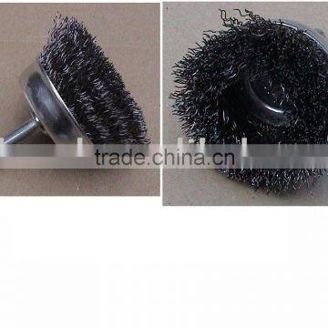 Cup brushes-crimped wire with shank