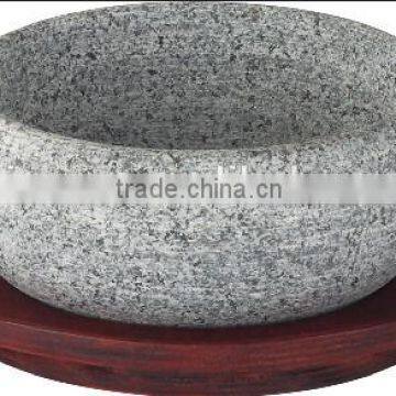 Granite drum-shaped stone decorative bowl