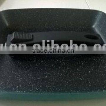 Green Color Painting Removable Handle Aluminum Non Stick BBQ Grill Pan photo-3