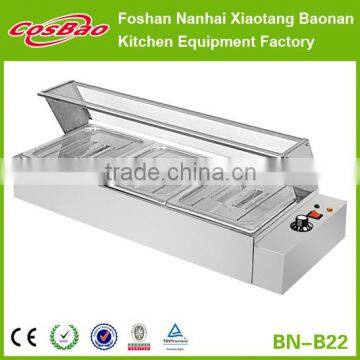 Commercial Stainless Steel Counter Top Electric 4 Pan Electric Bain Marie With Glass Cover BN-B22