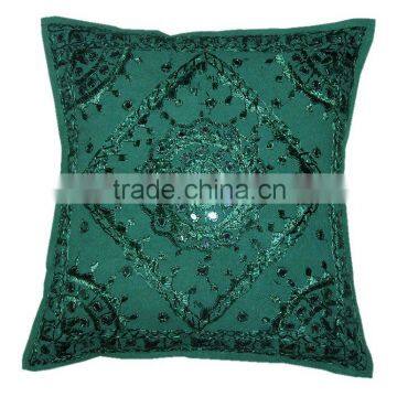 New Green Mirror work cushion cover