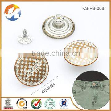 Fashion Hot Sale Engraved Metal Button For Denim