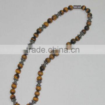 Simple necklace gemstone tiger eye 8mm round beads necklace jewelry