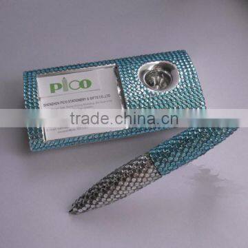 Metal Magnetic Table Pen and Notepad With Rhinestone for Promotion photo-2