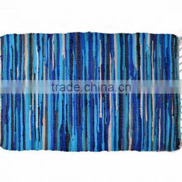 Natural Fibres Blue Cotton Chindi Rug