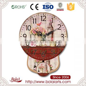 Simple design red desk and beautiful bottle flowers promotional quartz clock