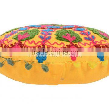 Embroidered Pillow Cover Decorative Round Suzani Cushions Throw Pillow Case Indian Boho Shams photo-3