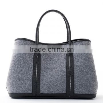 2015 Custom 3mm thick felt tote bag for shopping,pu handle