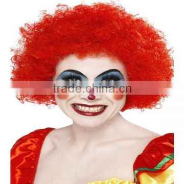 Neon Blue Curly Afro Wig Circus Clown Football Fan Fancy Dress