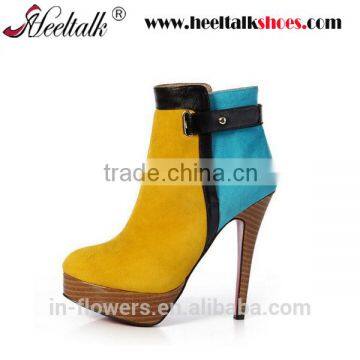 OEM ODM Small & mix order high quality suede handmade woman ankel heels shoes