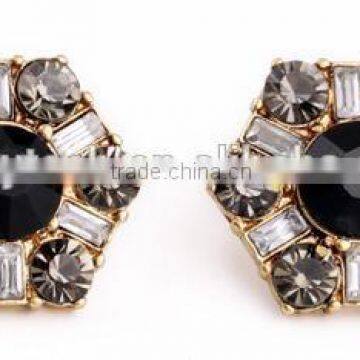 beaded hexagonal stud earrings