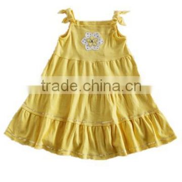 wholesale alibaba baby clothes for summer Baby girl yellow ruffle dress