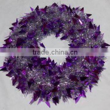2015 Promtional Artificial PET Tinsel Wreath in Green Color