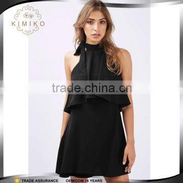 Wholesale Black Sleeveless Mini Dress Casul Plain Mini Dress